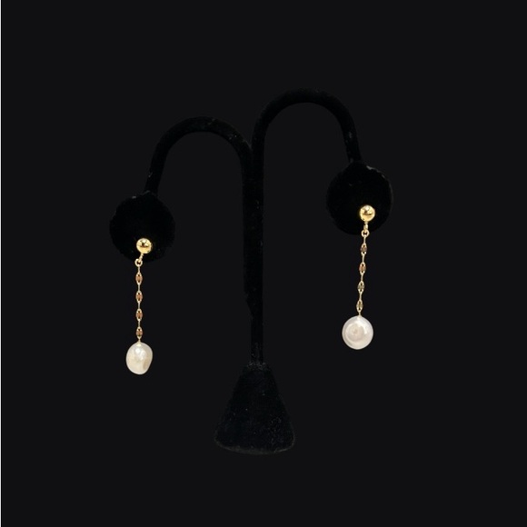 NWT JTV 18k gold plated 925 sterling silver freshwater pearl drop earrings - Picture 3 of 9
